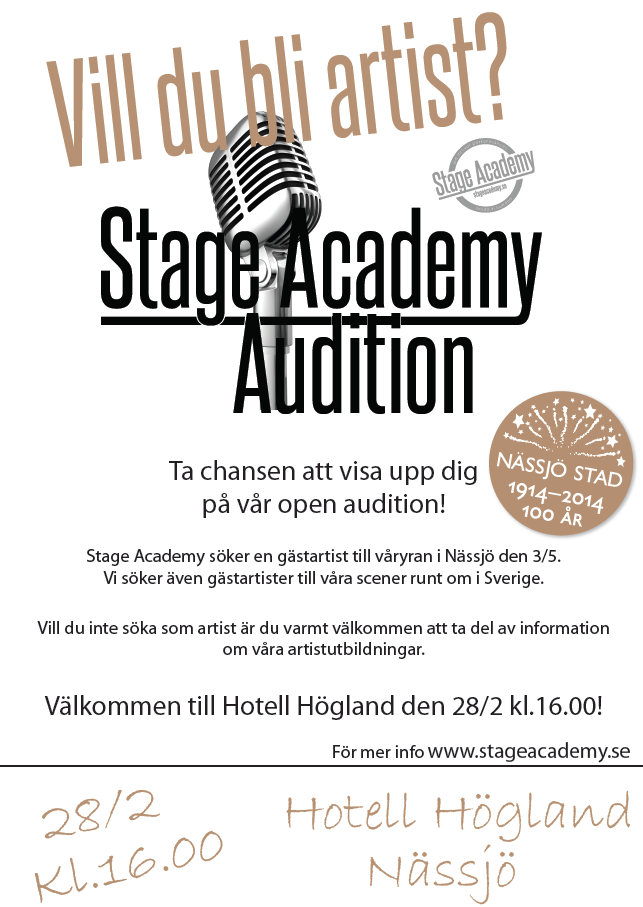 Affisch A3, Stage Academy Audition Nässjö