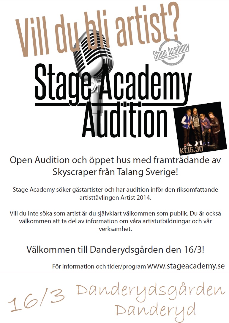 Affisch A3, Stage Academy Audition Danderyd